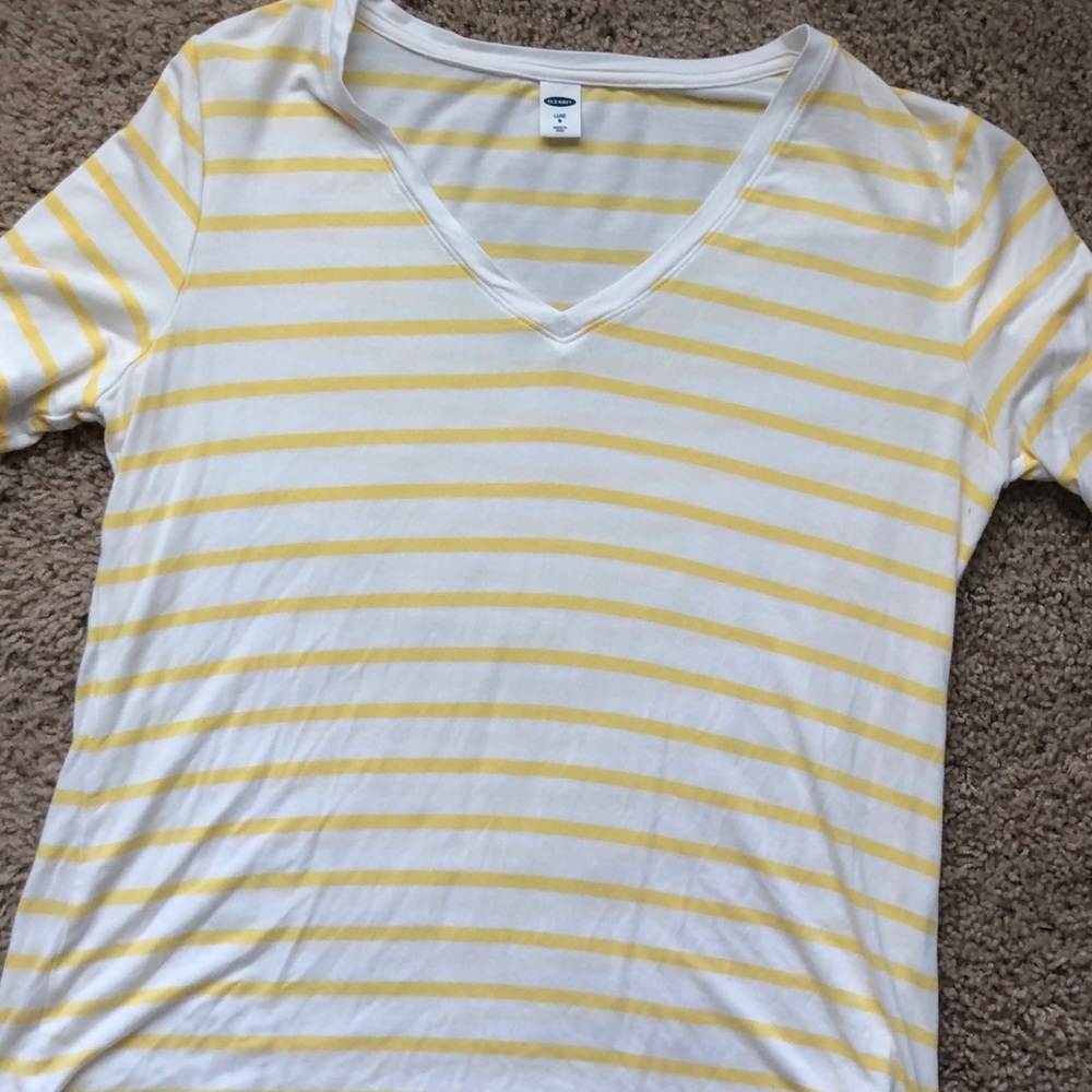 Yellow and white striped T-shirt